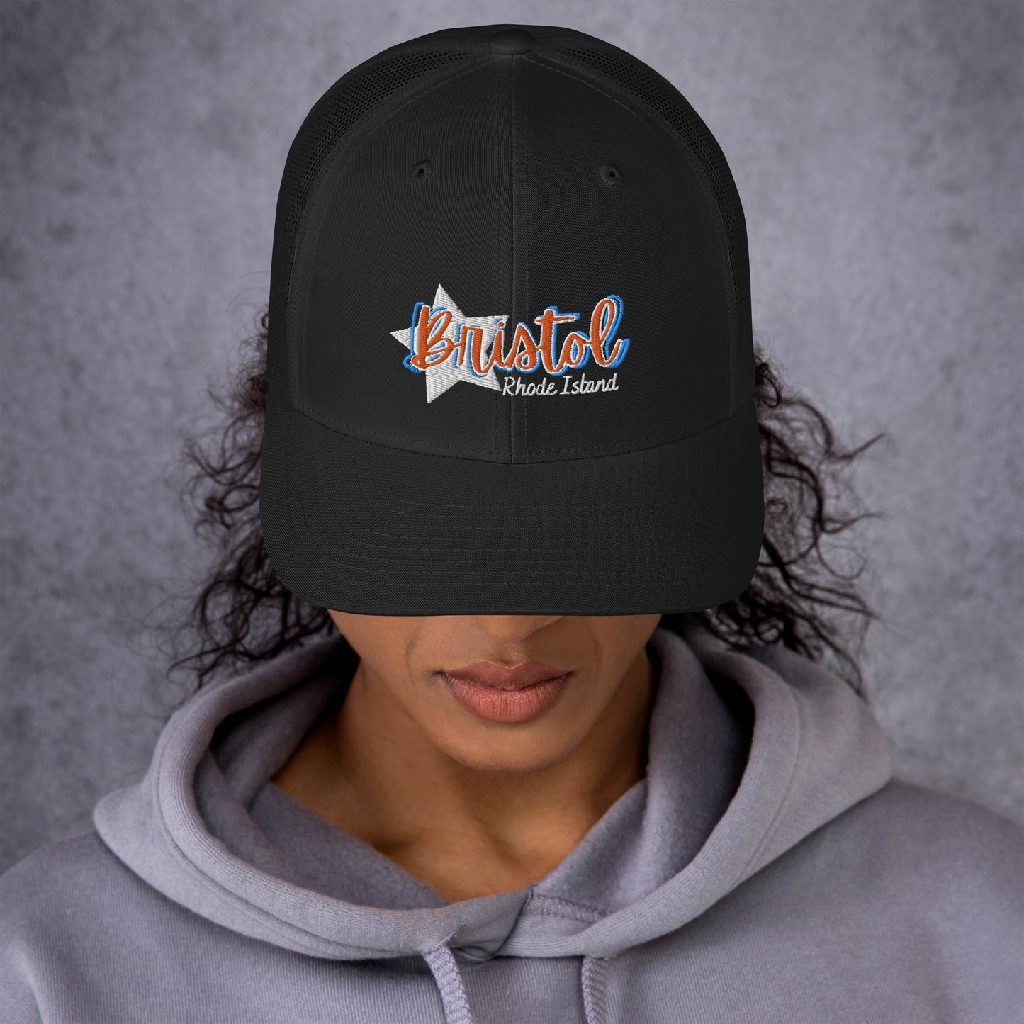 Trucker Cap :: Bristol, RI - Star w/ 3D Text