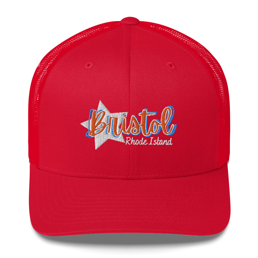 Trucker Cap :: Bristol, RI - Star w/ 3D Text