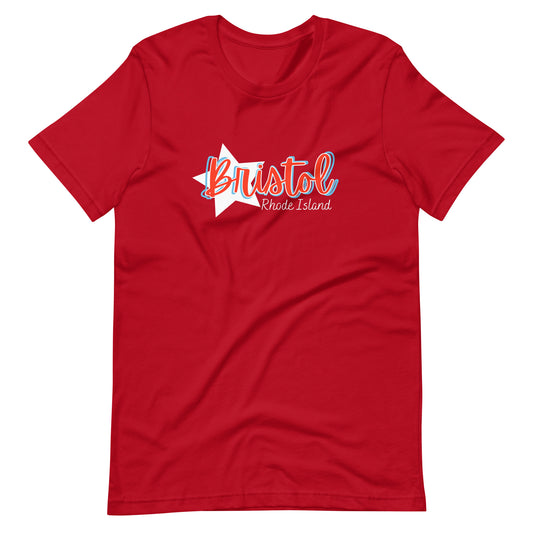 Unisex T-shirt :: Bristol, RI - Star w/ 3D Text