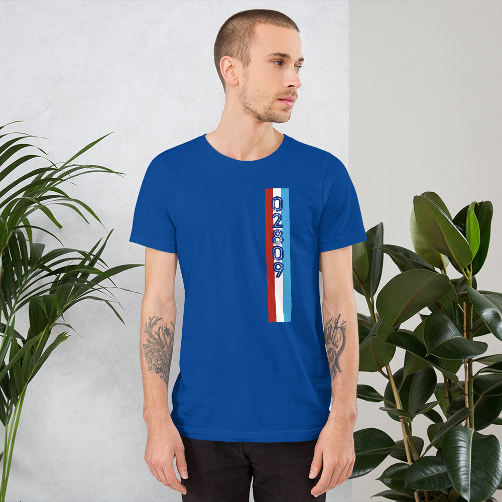 Unisex T-shirt :: 02809 - Vertical Stripe Stamp Text