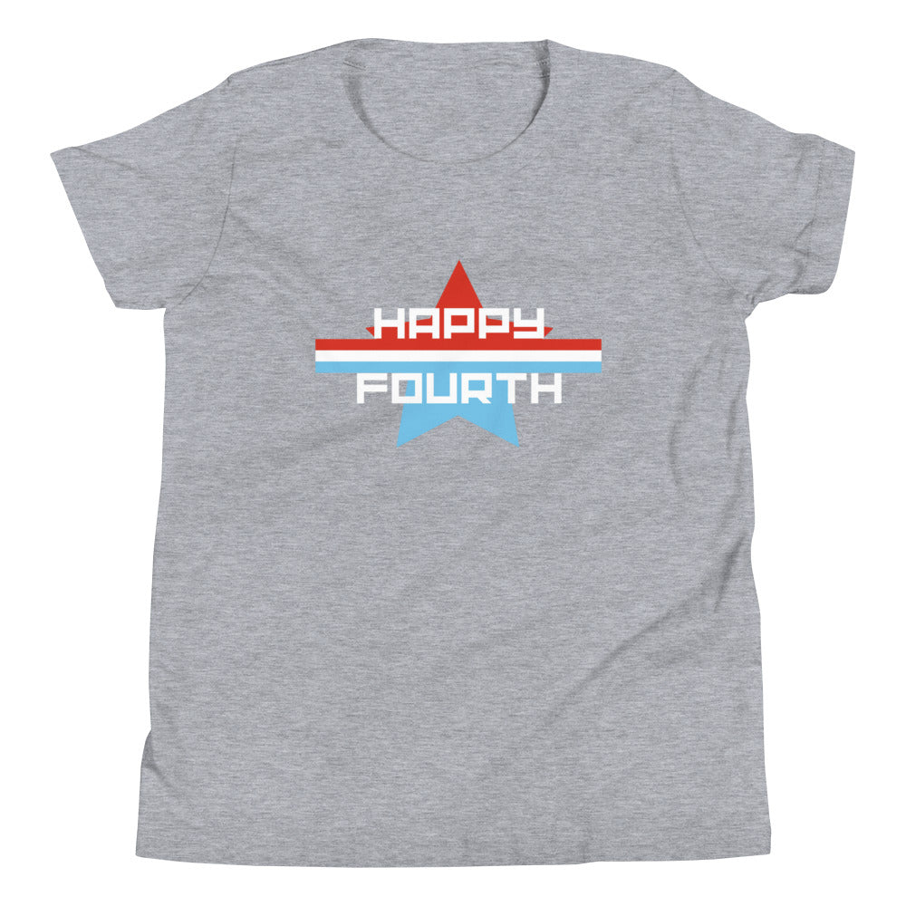 Youth Short Sleeve T-Shirt :: Happy Fourth Parade Stripe Star