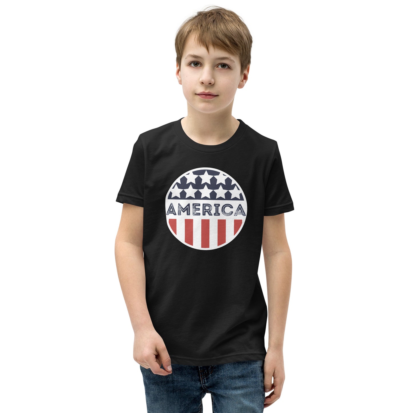 Youth Short Sleeve T-Shirt :: America Circle Flag Logo