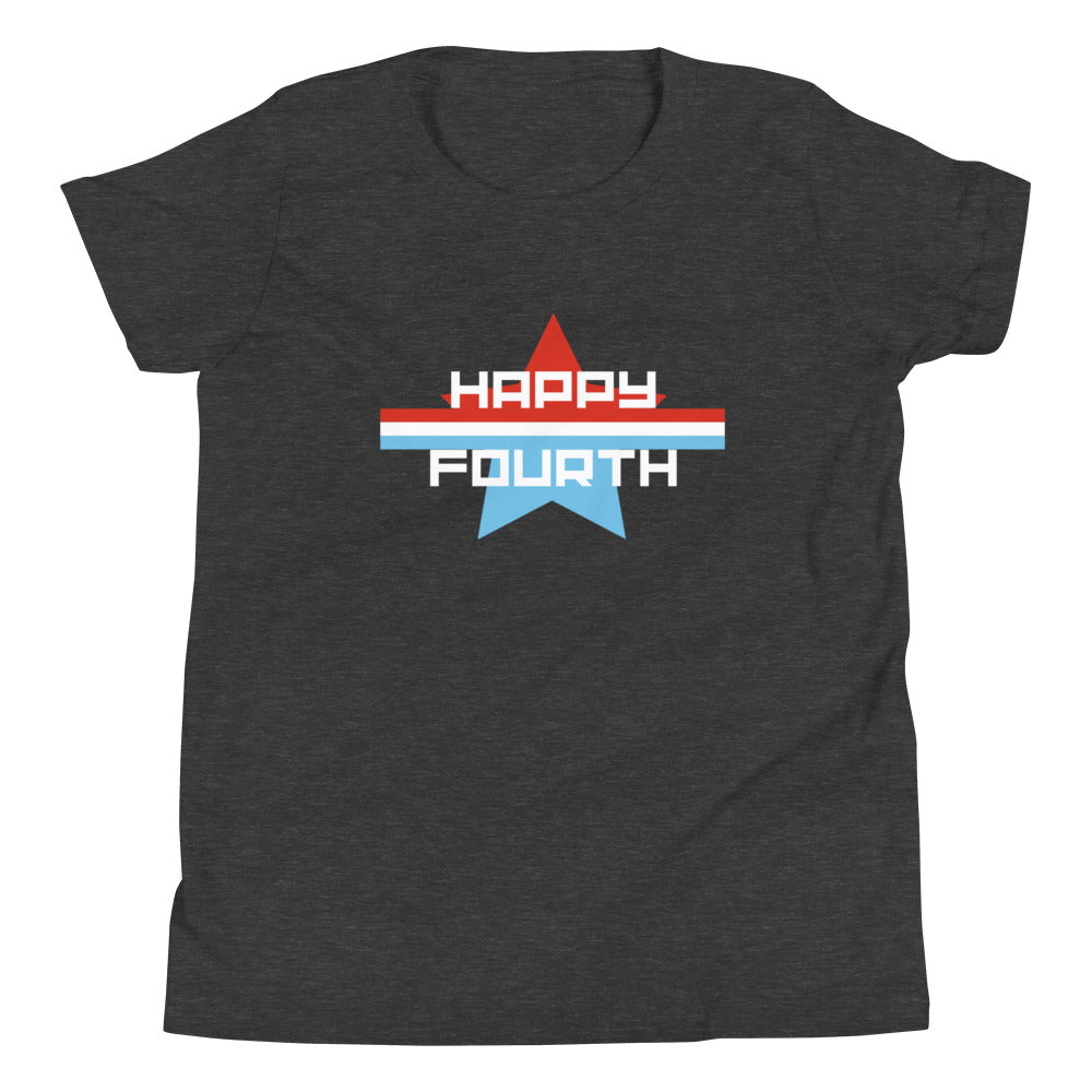 Youth Short Sleeve T-Shirt :: Happy Fourth Parade Stripe Star