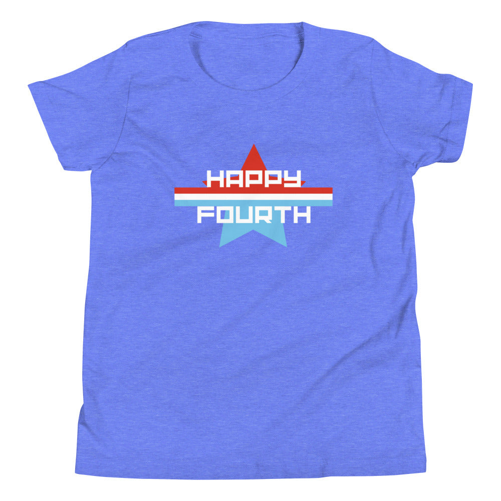 Youth Short Sleeve T-Shirt :: Happy Fourth Parade Stripe Star