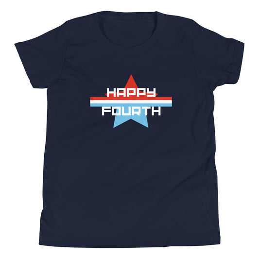 Youth Short Sleeve T-Shirt :: Happy Fourth Parade Stripe Star